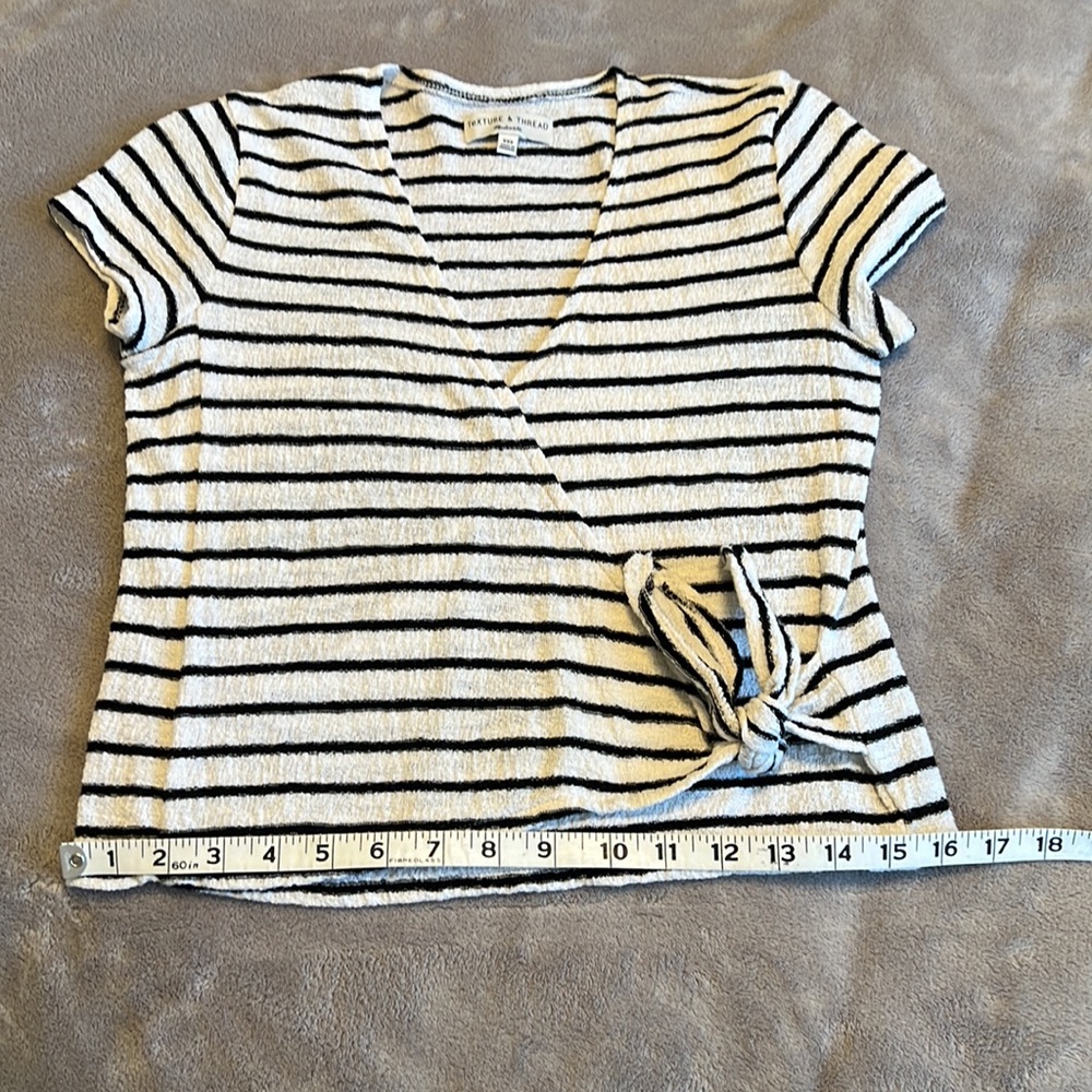 Madewell Texture & Thread Short-Sleeve Wrap Top in Stripe - Picture 12 of 12